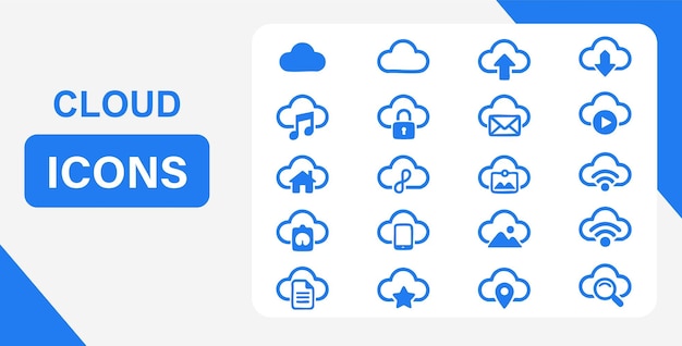 Cloud computing icons vector set for web and app design stock illustration graphic