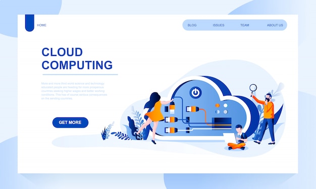 Cloud computing landingsside skabelon med header