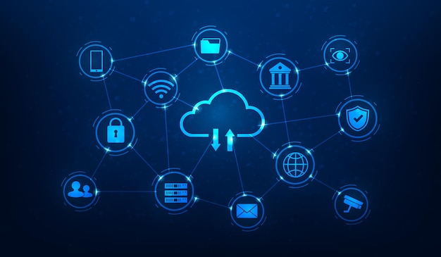cloud computing security data and protection file digital technology symbol cloud computing