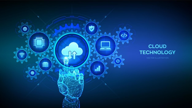 Cloud computing service Cloud storage connection hitech concept Cloud technology business processes