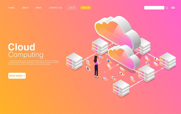 cloud computing services and technology vector eps 10
