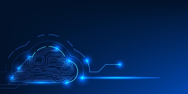 Cloud computing technology in the form of digital circuits represents unlimited data connectivity
