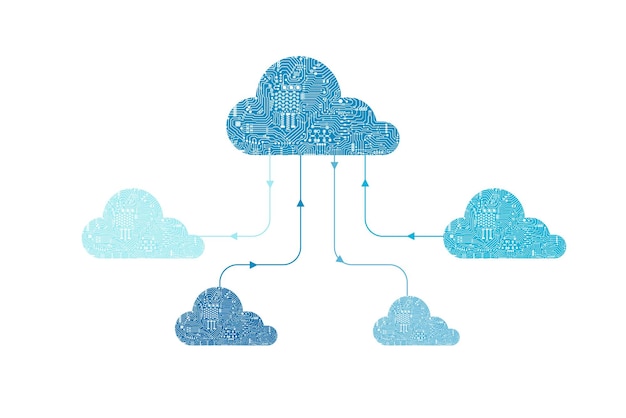 Cloud computing technology with circuit cloud on white background vector illustration