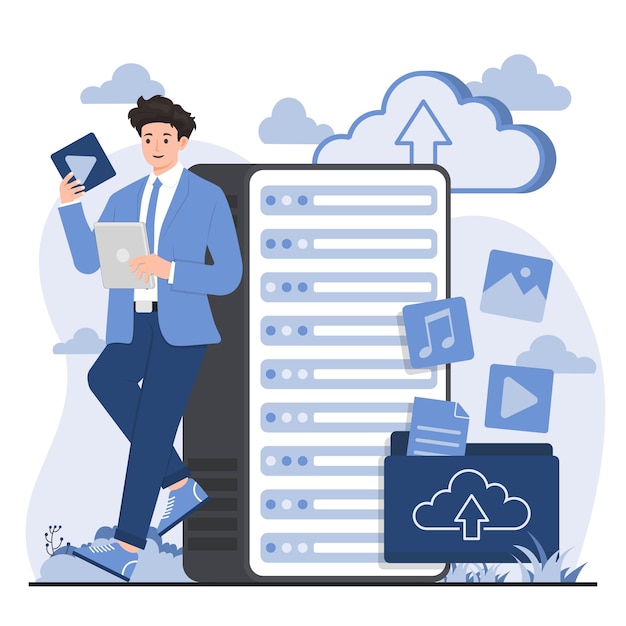 cloud computing upload concept data transfer online storage digital connectivity video image file