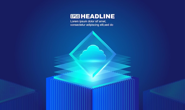 cloud computing vector chip internet technology cloud storage concept