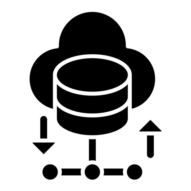 cloud data glyph solid black illustration
