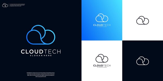 Cloud digital technology logo design inspiration