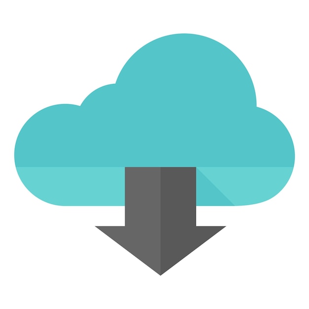 Cloud download icon in flat color style