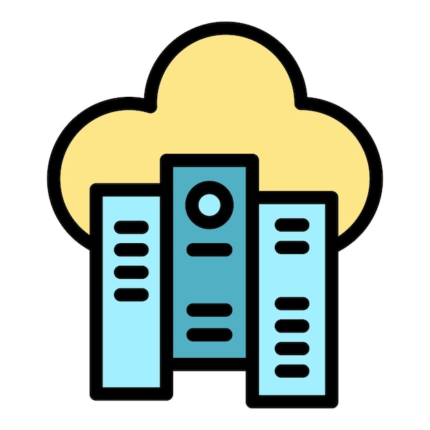cloud folders icon outline cloud folders vector icon color flat isolated