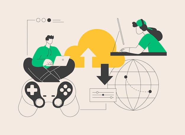 Cloud gaming abstract concept vector illustration