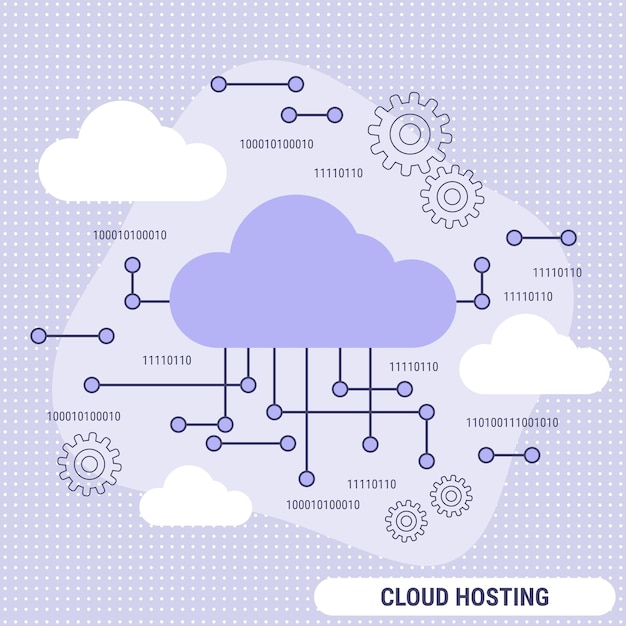 Cloud hosting flat design style vector concept illustration