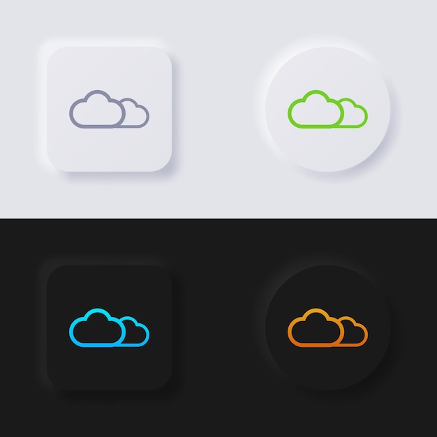 Cloud icon set Multicolor neumorphism button soft UI Design for Web design Application UI and more Button Vector