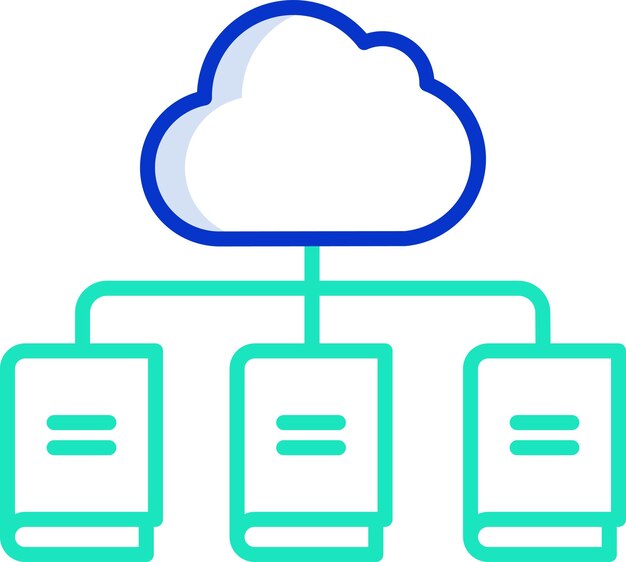 Cloud Library outline color vector illustration