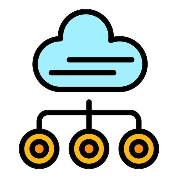 Cloud marketing solution icon Outline cloud marketing solution vector icon color flat isolated