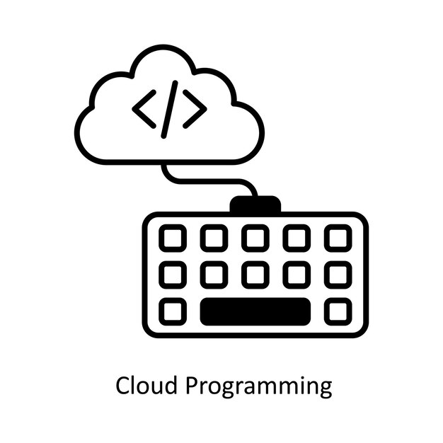 cloud programming vector sami solid icon style illustration eps 10 file