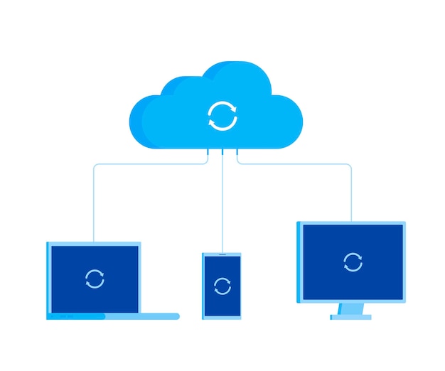 cloud service and mobile devices. process of upload and download. modern flat style vector illustration.