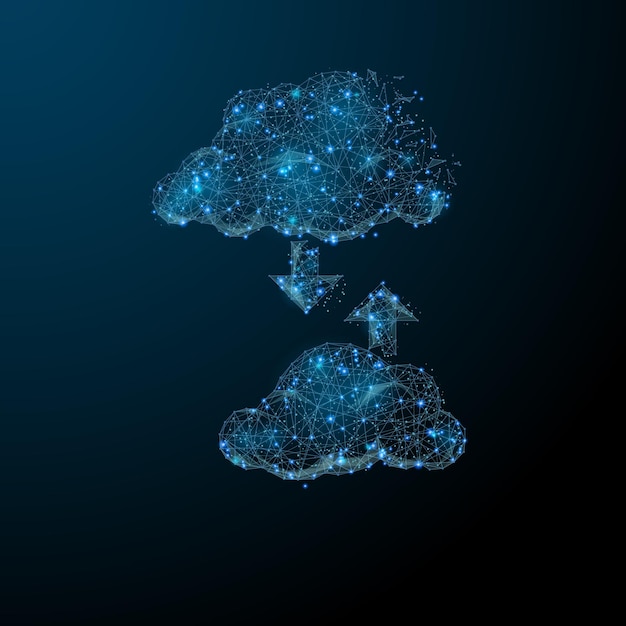 cloud service concept composed of polygons Low poly vector illustration of a starry sky or Cosmos