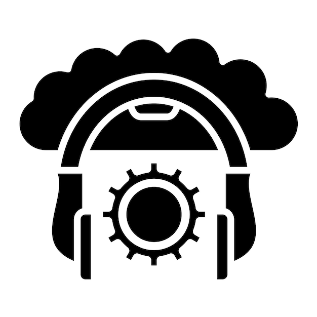 Cloud Service Glyph Solid Black Illustration