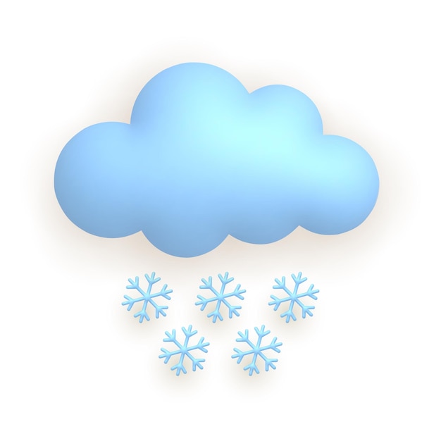 Cloud snow snowflake Cute weather realistic icon 3d cartoon