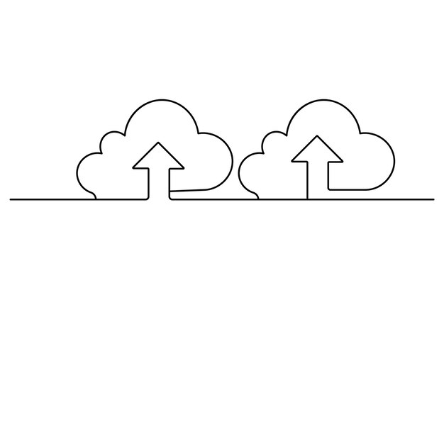 Cloud Storage icon continuous one line drawing outline vector icon