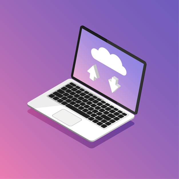 Cloud storage in trendy isometric style