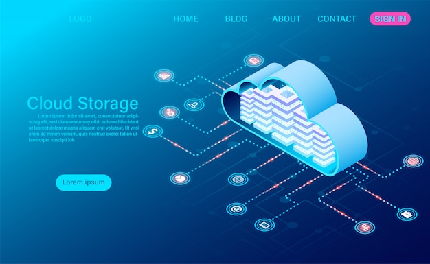 cloud storage technology and networking landing page template