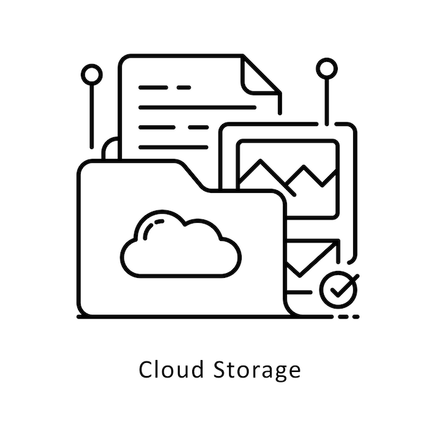 cloud storage vector outline icon design illustration symbol on white background eps 10 file