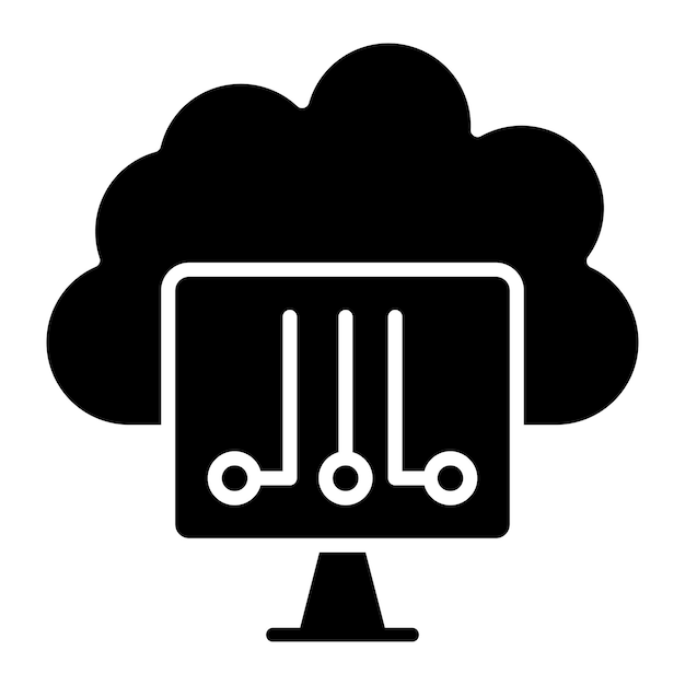 Cloud System Glyph Solid Black Illustration