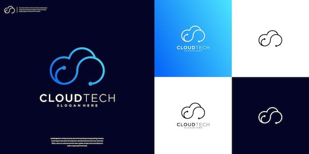 Cloud tech logo design template