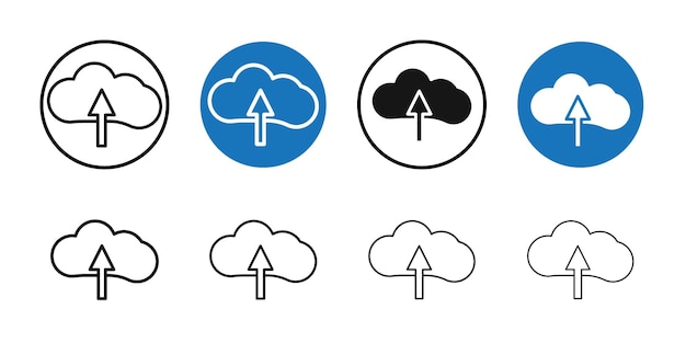 Cloud upload icon Thin line art collection