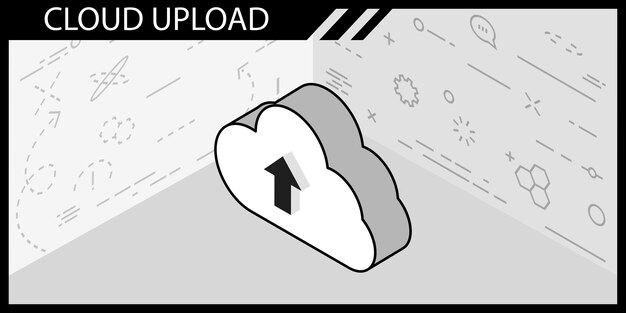 Cloud upload isometric design icon Vector web illustration 3d colorful concept