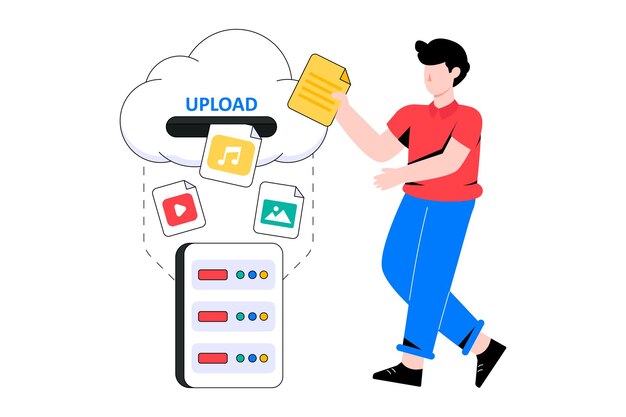 Cloud Uploading Flat Style Design Vector illustration. Stock illustration