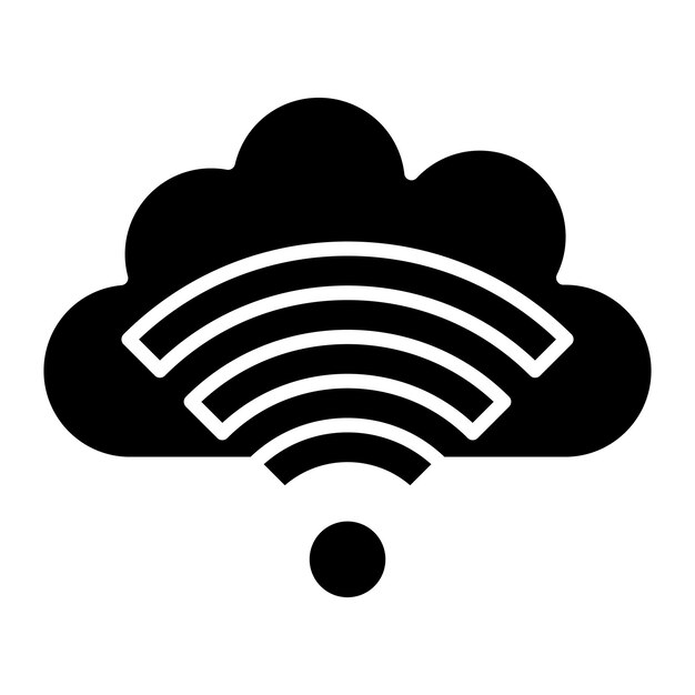 Cloud Wifi Glyph Solid Black Illustration