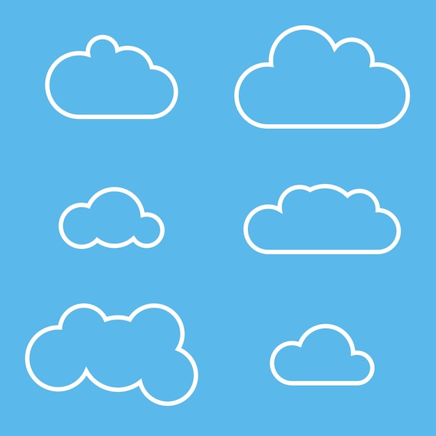 Clouds vector set flat bubble sky blue background
