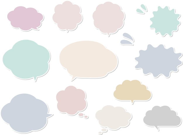 Cloudshaped speech bubble set with a calm color Style with white border and shadow