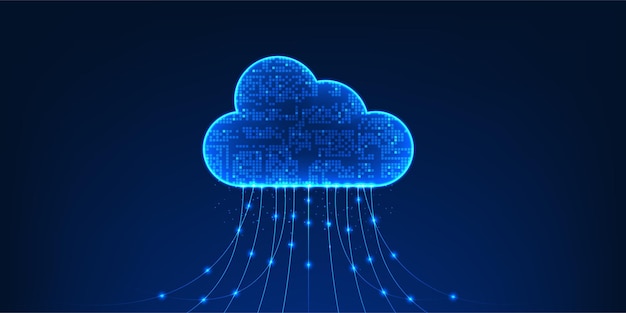 Cloudteknologi, som repræsenterer lagring og upload af data via netværksteknologi