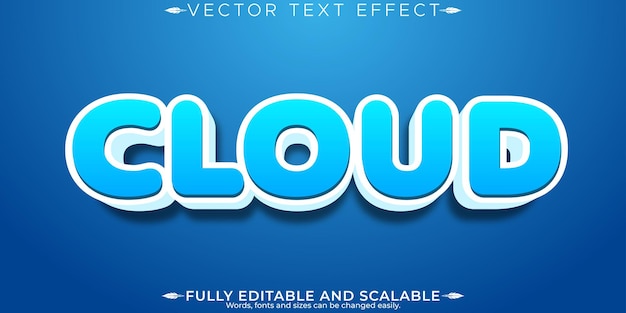 Cloudy blue text effect editable clean and summer text style