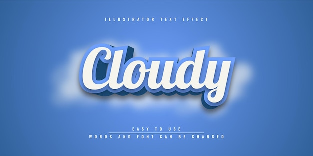 Cloudy  illustrator editable text effect design