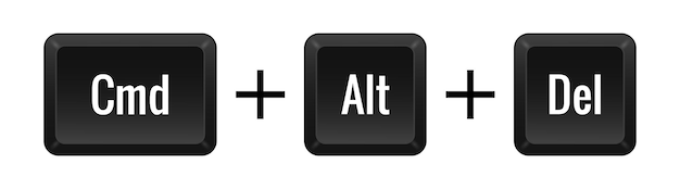 Cmd Alt Del Key combination Keyboard command control computer shortcut laptop functional input device peripheral enter the text typing type hotkeys layout language qwerty Vector