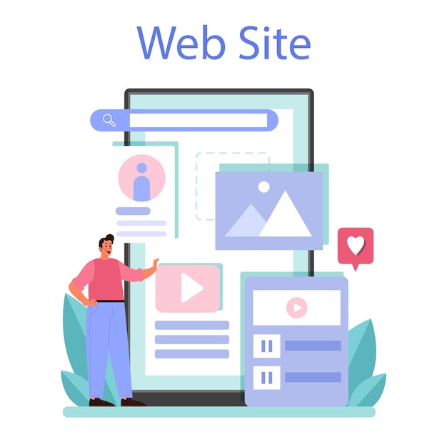 CMS introduction online service or platform Content management system Creation of digital content Website Isolated flat illustration
