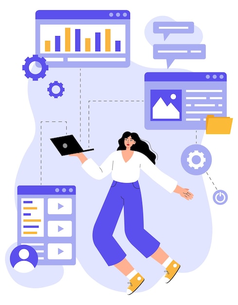 CMS management and development, web-site and administration concept.