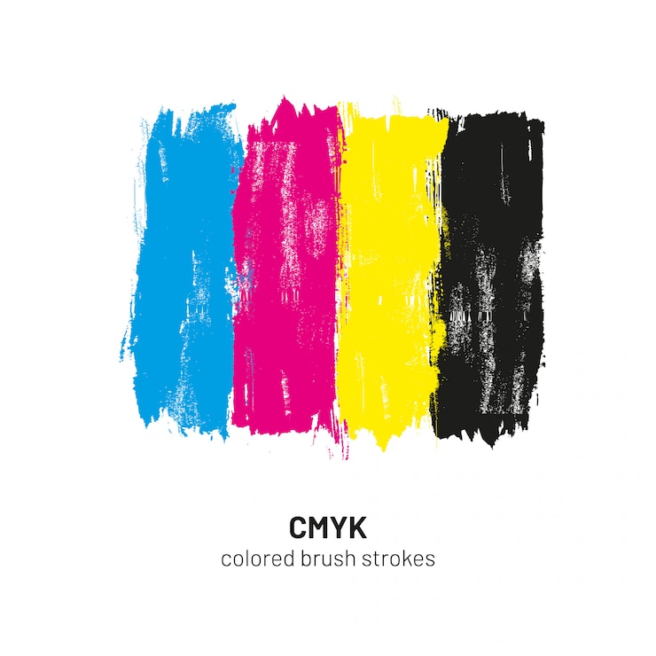 Vektör cmyk renkli fırça darbeleri vektör illüstrasyonu