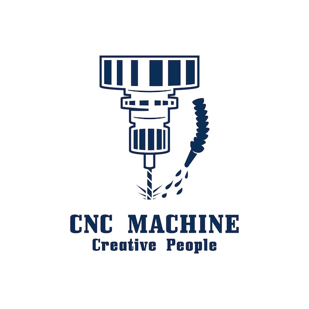 CNC drejebænk Logo Computer Numerical Control moderne 3D-rendering skæreteknologi design