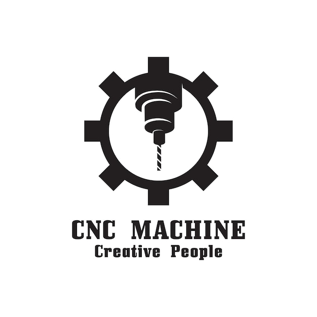 CNC drejebænk Logo Computer Numerical Control moderne 3D-rendering skæreteknologi design
