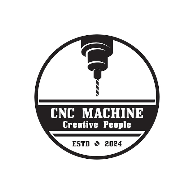 CNC drejebænk Logo Computer Numerical Control moderne 3D-rendering skæreteknologi design