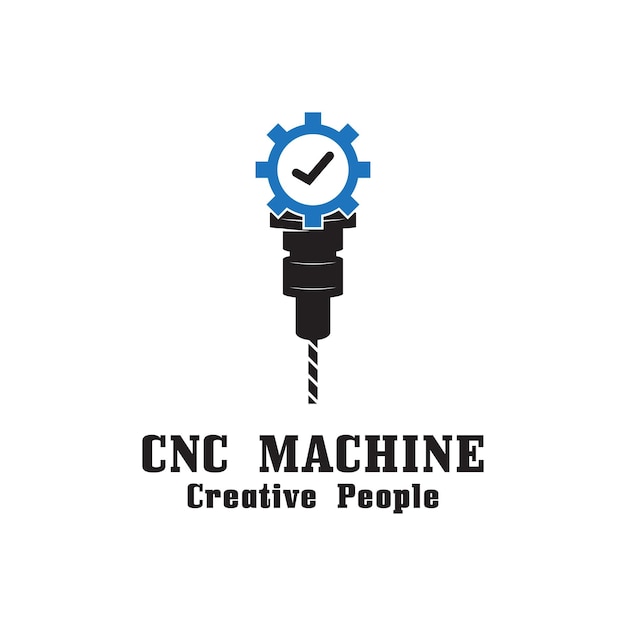 CNC drejebænk Logo Computer Numerical Control moderne 3D-rendering skæreteknologi design