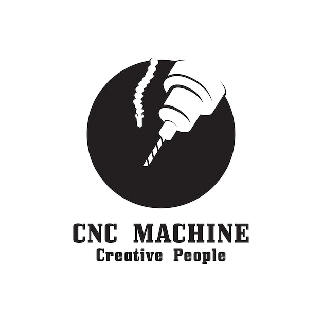 cnc lathe machine logo computer numerical control modern 3d cutting technology design