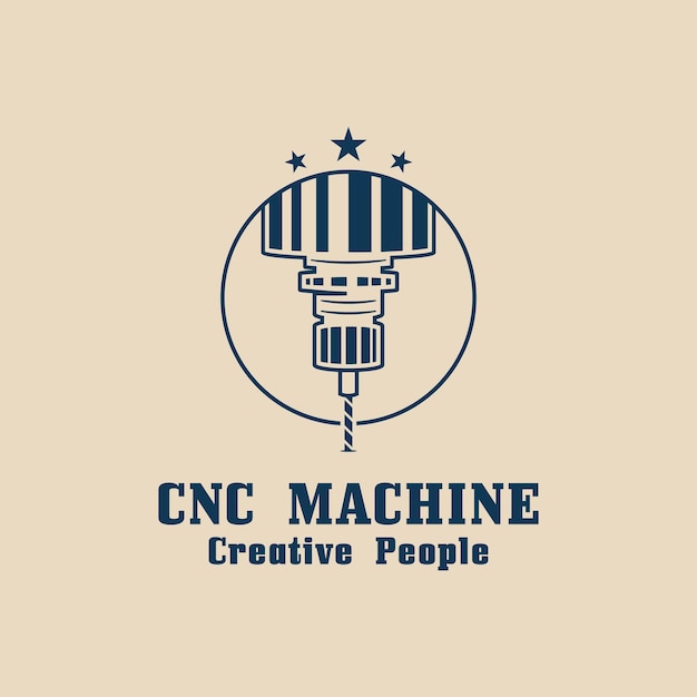 cnc lathe machine logo computer numerical control modern 3d cutting technology design