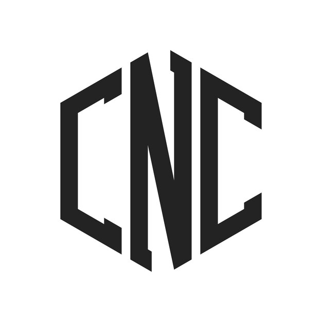CNC Logo Design Initial Letter CNC Monogram Logo using Hexagon shape
