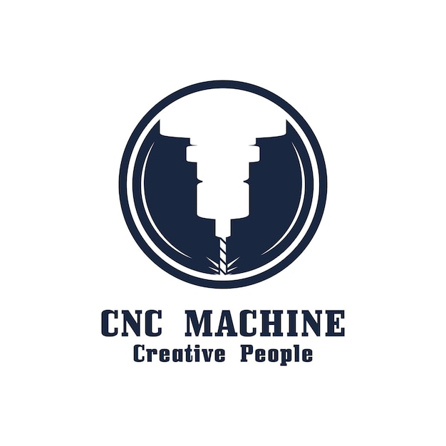 CNC-svarvmaskin Logotyp Dator Numerisk Kontroll modern 3D-skärteknik design
